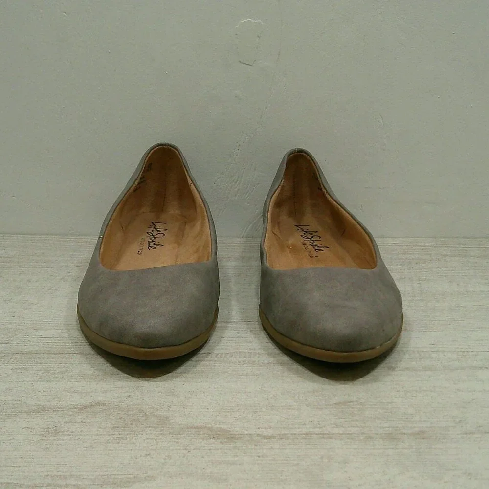 LifeStride Women's Amelia Loafer Flats Faux Suede Pewter Size 7.5 M